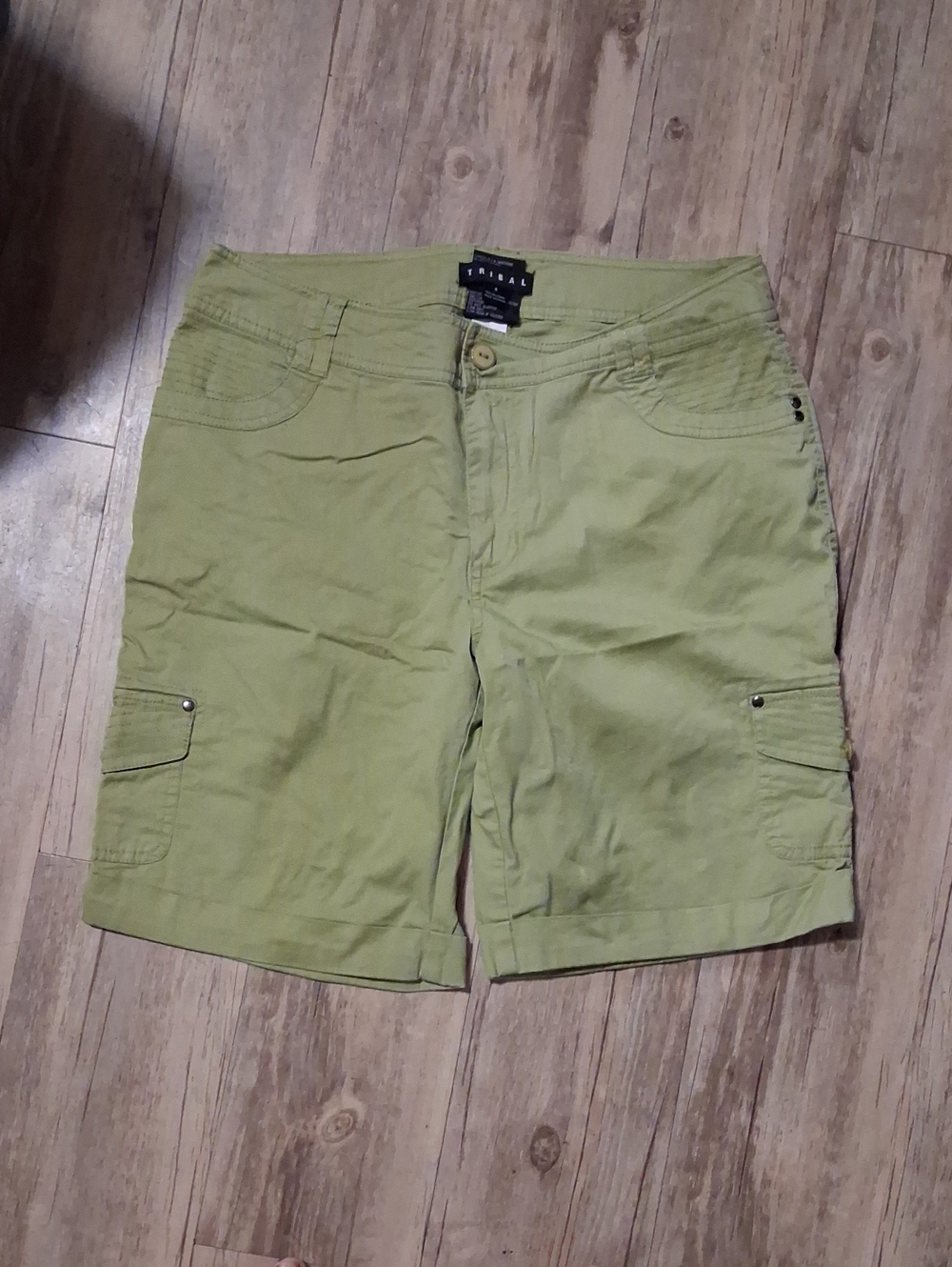 Tribal Olive Green Cargo Shorts for Men